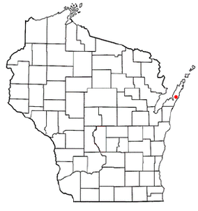 Map showing the location of Whitefish Dunes State Park