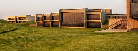 Welder Library and the Gary Tharaldson School of Business at sunset