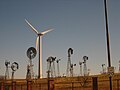 Windmills on display at the American Wind Power Center