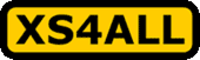 XS4ALL written in yellow letters with a yellow frame