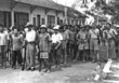 1945 Aug OSS Maj. Allison Thomas and Viet-Minh fighters marching to Hanoi, Aug 1945.