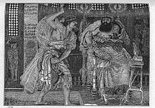 19 Ehud kills Eglon - Judges 3 21 - Ford Madox Brown.jpg