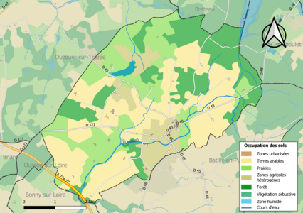 Carte des infrastructures et de l'occupation des sols de la commune en 2018 (CLC).