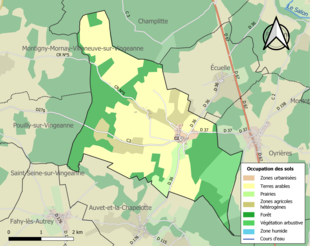 Carte en couleurs présentant l'occupation des sols.