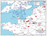 D-day assault routes into Normandy.