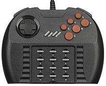 The redesigned controller, dubbed the "ProController", included additional action buttons. Atari-Jaguar-Pro-Controller-Flat.jpg