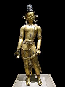 The Bodhisattva Avalokiteshvara, gilded bronze. Nepal, 16th century A.D. British Museum Asia 41-2.jpg