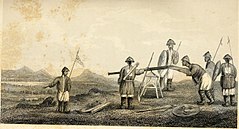 抬槍を運用する緑営の兵士（19世紀中頃）