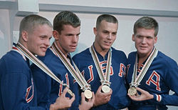 Don Schollander, Gary Ilman, Mike Austin, Steve Clark 1964.jpg