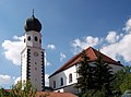 Barocker Turm der katholischen Pfarrkirche St. Dionysius