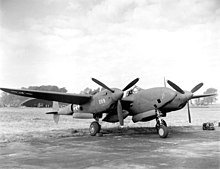 F-5A Lightning of the 7th Photo Group, 8th Air Force based at Mount Farm: The national insignia was bordered in red with overall finish in synthetic haze. F-5A Lightning.jpg