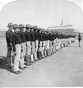 The first company of Puerto Ricans enlisted in the U.S. Army, within a year of the U.S. invasion. First Company of native Puerto Ricans in the American Army.jpg