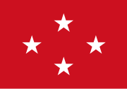 a red flag with four white stars