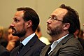 Prominent guests at the presentation of free Wikipedia - Crown Prince Haakon and Wikipedia founder Jimmy Wales.