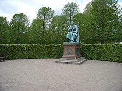 The statue of Hans Christian Andersen in Rosenborg Garden