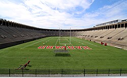 Harvard Stadium in Allston hosts college football games. Harvard stadium 2009h.JPG