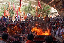 Shri Hinglaj Mata temple shakti peetha is the largest Hindu pilgrimage centre in Pakistan. The annual Hinglaj Yathra is attended by more than 250,000 people. Hawan at Hinglaj Mata (Rani ki Mandir) During Yanglaj Yatra 2017 Photo by Aliraza Khatri.jpg