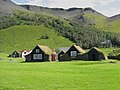 Houses with grass on the roof, Iceland