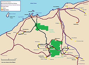 English: Map of the iron ore mines & railways ...