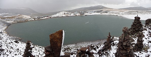 Lake Kari and the Aragats Cosmic Ray Research Station (in the background)