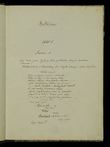 manuskripto de Balladyna donacita de Słowacki al amiko Józef Reitenheim en 1834