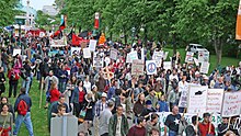 Demonstration in Quebec City against the Canadian military involvement in Afghanistan, 22 June 2007 June 22, 2007 protest in Quebec City against Canada's involvement in the Afghan war.jpg