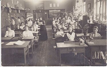 A drawing class during a female seminar at Villa Rana in 1912.