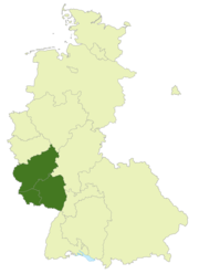 Localisation de l’Oberliga Sud-Ouest en vert foncé