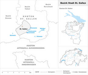 Karte von Bezirk Stadt St. Gallen