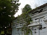 Southern wall of the main shrine damaged by plants