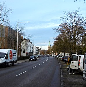 Lütticher Straße im Abschnitt Schanz bis Klemensstraße (Blick stadtwärts)