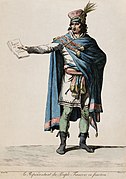 Republican costume designed by David. Engraving by Denon