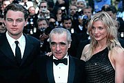 Cameron Diaz with Leonardo DiCaprio and Martin Scorsese at the 2002 Cannes Film Festival