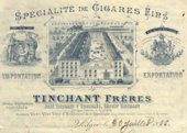 Masthead depicting the factory where Tinchant Fréres made cigars in Antwerp