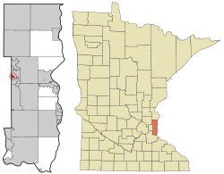 Location of the city of Birchwood Village within Washington County, Minnesota
