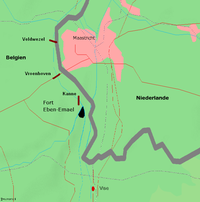 Map of the area between Belgium and the Netherlands near Fort Eben-Emael