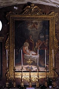 Cena do Nascimento de Jesus no altar-mor