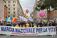 An anti-abortion demonstration in Rome in 2019 Manifestazione pro-vita.jpg