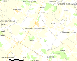 Mapa obce Ourouer-les-Bourdelins