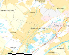 Mapa obce Villeneuve-Tolosane