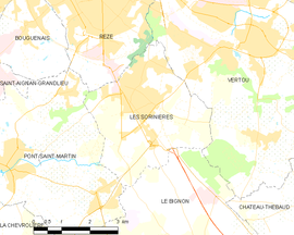 Mapa obce Les Sorinières