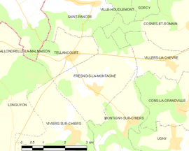 Mapa obce Fresnois-la-Montagne