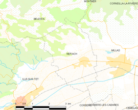 Mapa obce Néfiach
