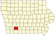Harta statului Iowa indicând comitatul Adams