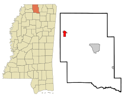 Marshall County i Mississippi och Byhalias läge i countyt.