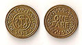 Mount Hope Bridge one fare token, front and back