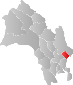 Mapa do condado de Buskerud com Hole em destaque.