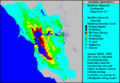 Erschütterung bei einem potentiellen Erdbeben der Nördlichen Hayward-Verwerfung. Magnitude 6,5