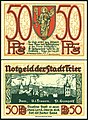 Notgeldschein von Trier: 50 Pfennig (1921), RS: Dom, Liebfrauenkirche und St. Gangolf
