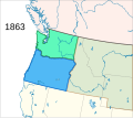 Porciones cedidas a los territorios Nebraska y Idaho en 1861 y 1863.